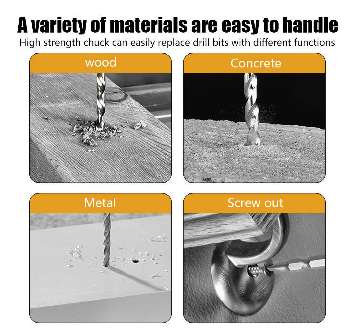 Wemart 48V Cordless Drill Set, Electric Drill with Drill/Screwdriver Bits, 3/8-Inch Keyless Chuck, 2 Variable Speeds, LED Light, 25+3 Torque Setting Battery Power Drilling Driver